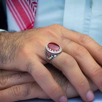 خاتم شبابي عقيق يماني احمر