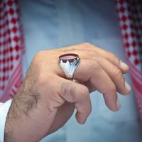 خاتم فضة عقيق يماني كبدي