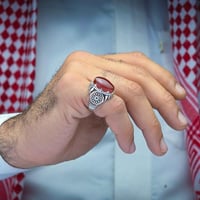 خاتم فضة عقيق يماني رماني