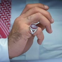 خاتم فضة عقيق يماني كبدي