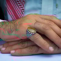 خاتم فضة عقيق يماني شعب مرجانية