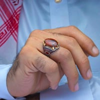 خاتم فضة عقيق يماني شعب مرجانية