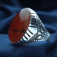 خاتم فضة عقيق يماني احمر