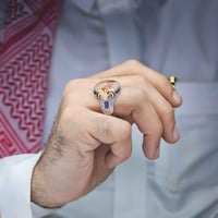 خاتم فضة عقيق يماني مزهر