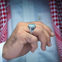 خاتم فضة عقيق يماني مسماري