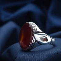 خاتم فضة عقيق يماني احمر