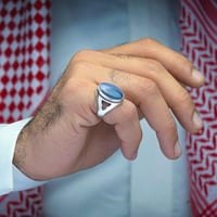 خاتم كلاسيكي عقيق يماني مزهر