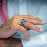 خاتم فضة عقيق يماني جزع نادر