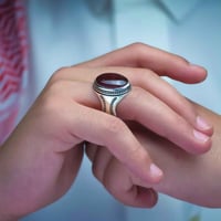 خاتم فضة عقيق يماني كبدي
