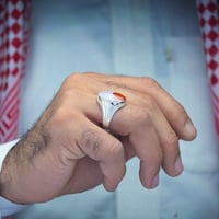 خاتم فضة عقيق يماني مزهر