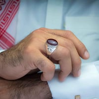 خاتم فضة عقيق يماني كبدي