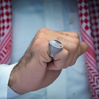 خاتم فضة عقيق يماني مزهر