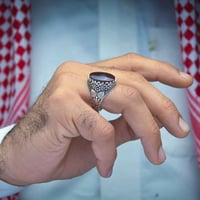 خاتم فضة عقيق يماني كبدي