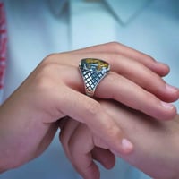 خاتم فضة عقيق يماني طحلبي