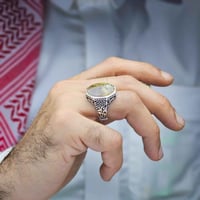 خاتم فضة عقيق يماني طحلبي شجراني