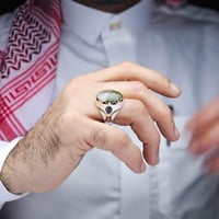 خاتم فضة عقيق يماني طحلبي