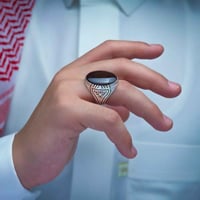 خاتم فضة عقيق يماني كبدي