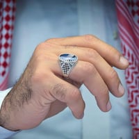 خاتم فضة عقيق يماني مزهر