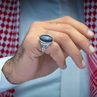 خاتم فضة عقيق يماني اسود