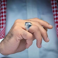 خاتم فضة عقيق يماني طحلبي