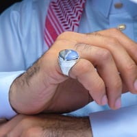 خاتم فضة عقيق يماني طحلبي نادر