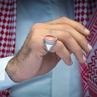 خاتم كلاسيكي عقيق يماني احمر