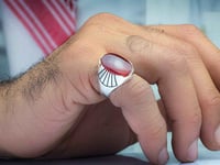 خاتم فضة عقيق يماني رماني