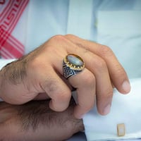 خاتم فضة عقيق يماني شعب مرجانية