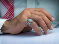 خاتم فضة عقيق يماني مسماري