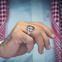 خاتم فضة عقيق يماني طحلبي