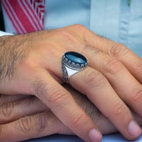 خاتم كلاسيكي عقيق يماني اسود