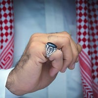 خاتم فضة عقيق يماني اسود