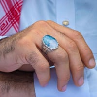 خاتم فضة عقيق يماني طحلبي بحري