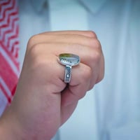 خاتم فضة عقيق يماني طحلبي