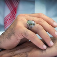 خاتم فضة عقيق يماني طحلبي