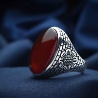 خاتم فضة عقيق يماني كبدي