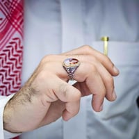 خاتم فضة عقيق يماني مزهر