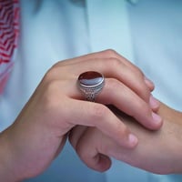 خاتم فضة عقيق يماني احمر