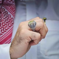 خاتم فضة عقيق يماني طحلبي اخضر