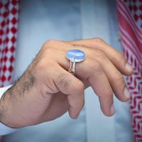 خاتم فضة عقيق يماني سماوي