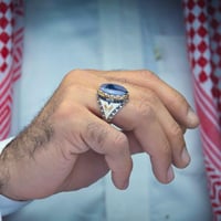 خاتم فضة عقيق يماني مزهر