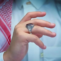 خاتم فضة عقيق يماني كبدي