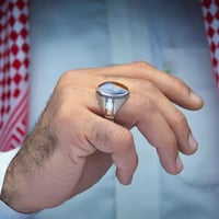 خاتم فضة عقيق يماني مزهر