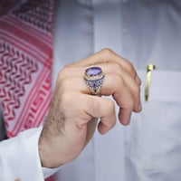 خاتم فضة عقيق يماني سماوي نادر