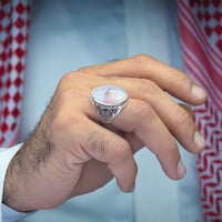خاتم فضة عقيق يماني مزهر