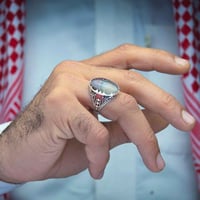خاتم فضة عقيق يماني طحلبي