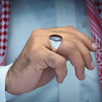 خاتم فضة عقيق يماني كبدي