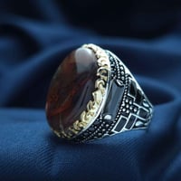 خاتم فضة عقيق يماني نادر