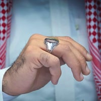 خاتم فضة عقيق يماني طحلبي