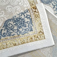 سجاد كلاسيك نقشة ملكي فاخر – كريمي × أزرق ذهبي